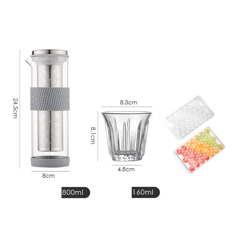 Ice Drip Coffee Pot Silicone Base Coffee Cold Extraction Pot For Kitchen Bar Cold Brew Coffee Maker Juice Tea Filter Glass Pot