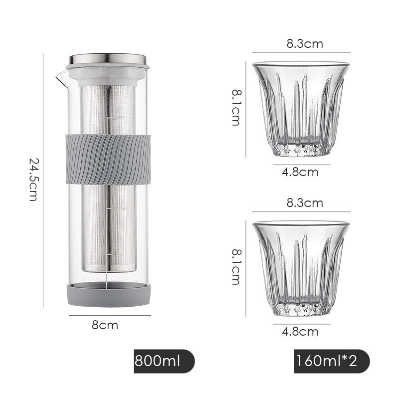 Ice Drip Coffee Pot Silicone Base Coffee Cold Extraction Pot For Kitchen Bar Cold Brew Coffee Maker Juice Tea Filter Glass Pot